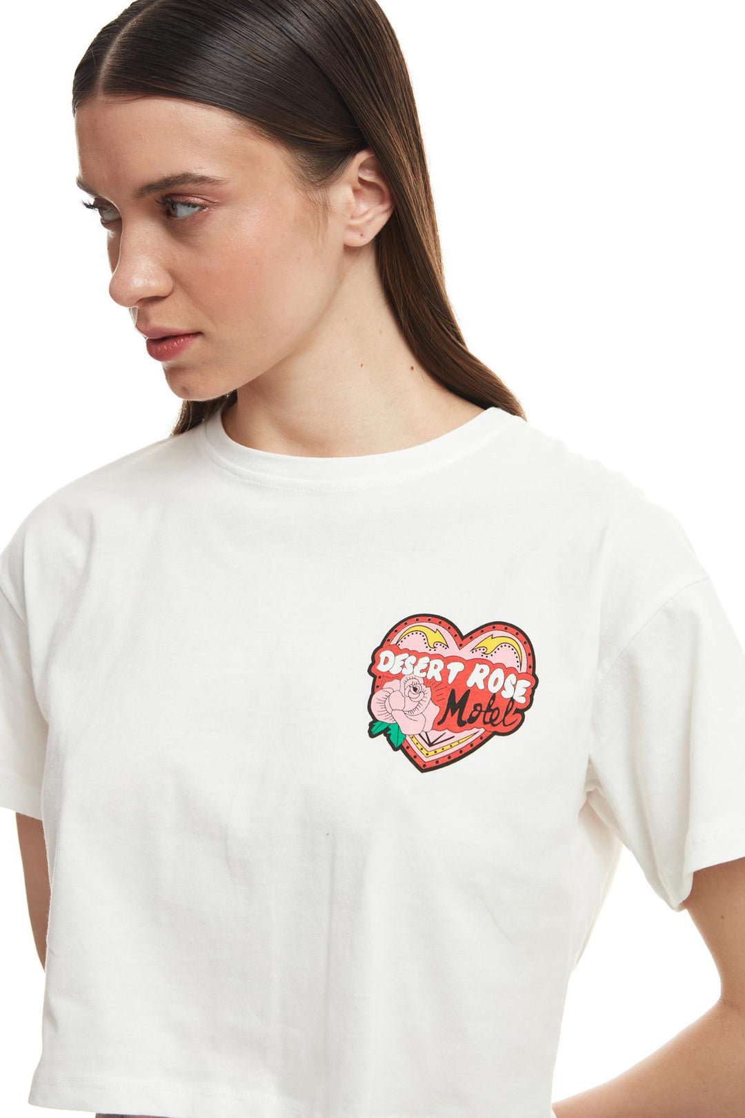 Back Printed Crop T-Shirt Ecru