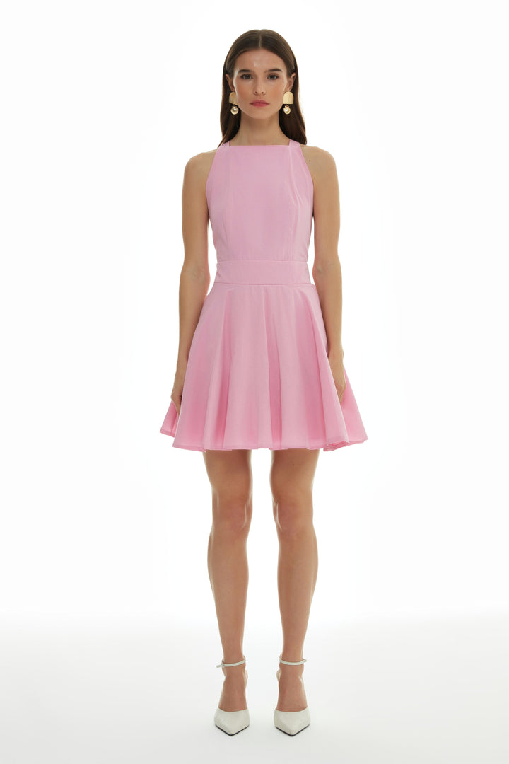 Low Back Pocket Mini Dress Pink