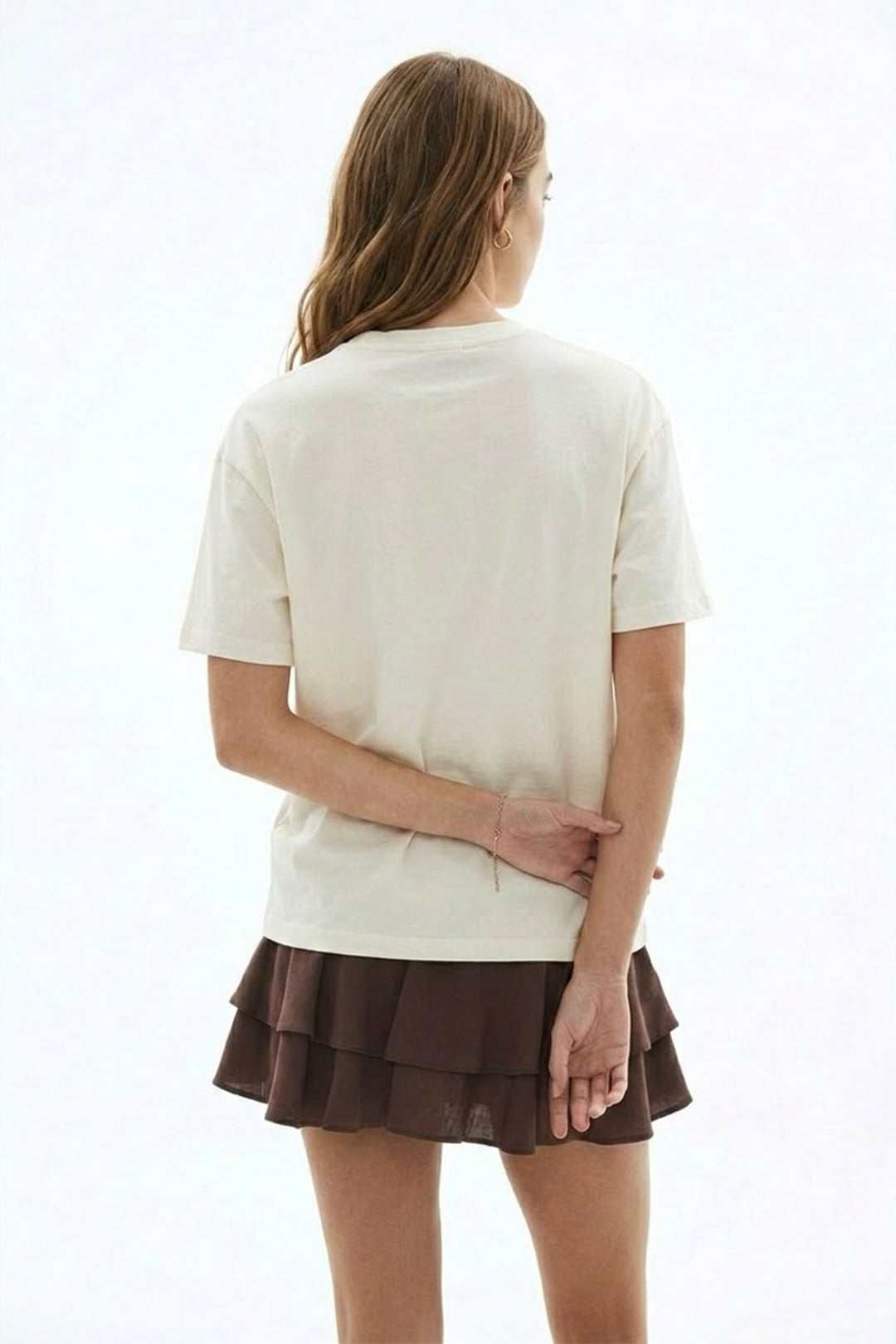 Sardalya Baskılı Oversize Tişört Ekru