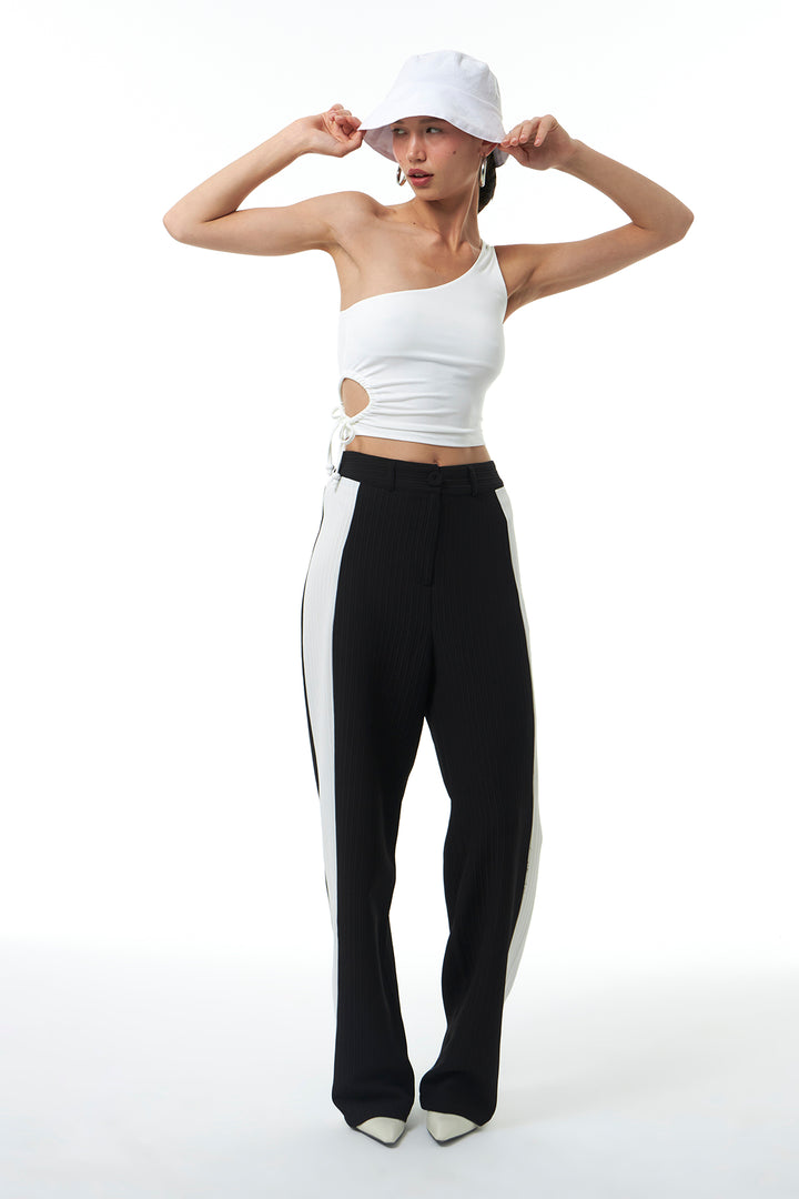 Decollete One Shoulder Blouse Ecru