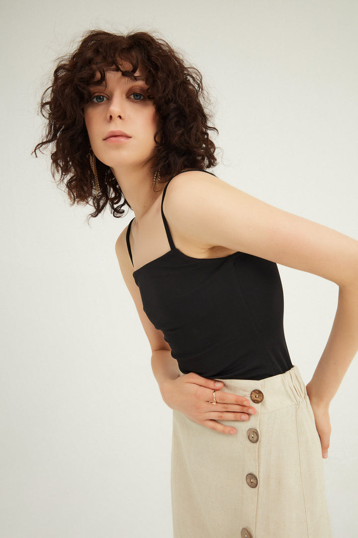 Askılı Bodysuit Siyah