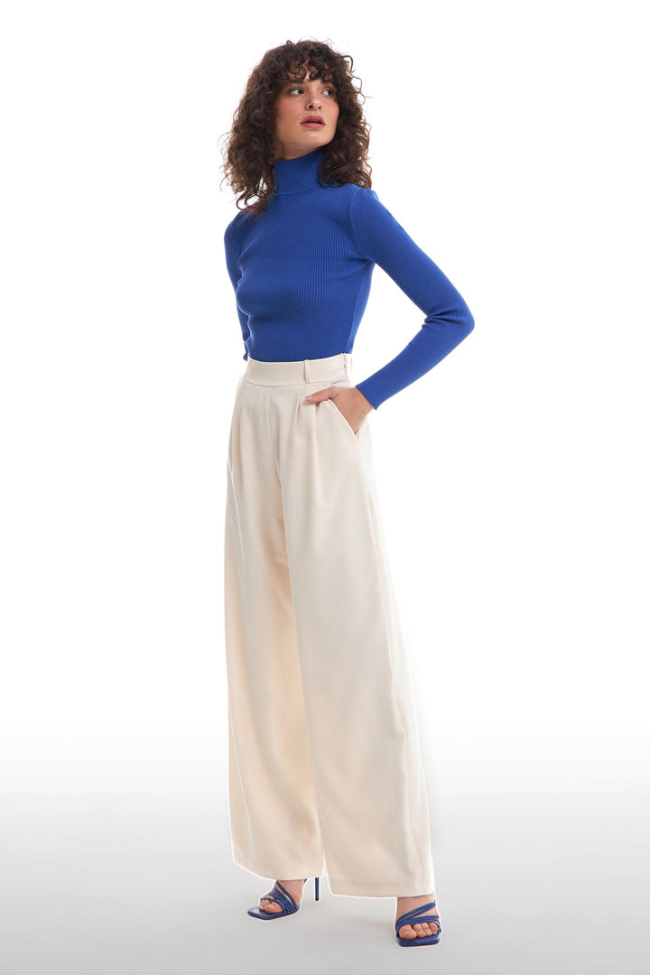 High Waist Wide Leg Trousers Bone