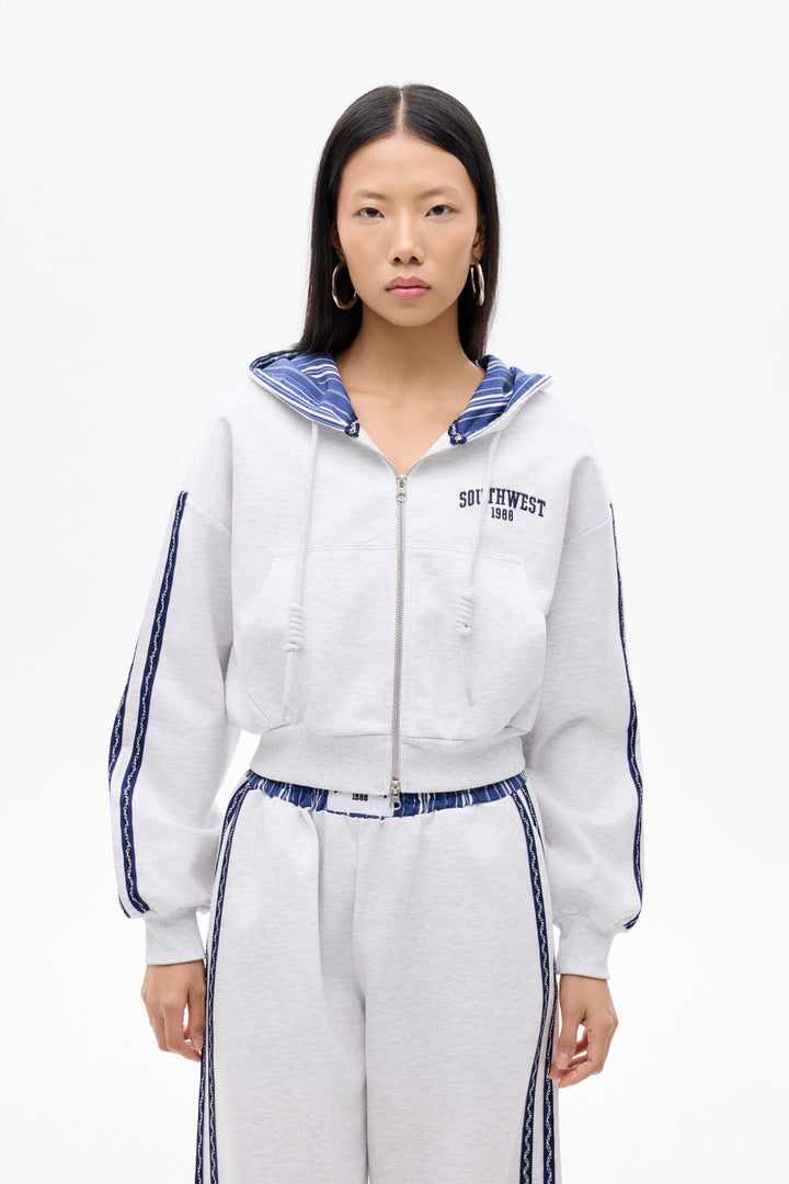 Kapüşon Garnili Fermuarlı Sweatshirt Karmelanj