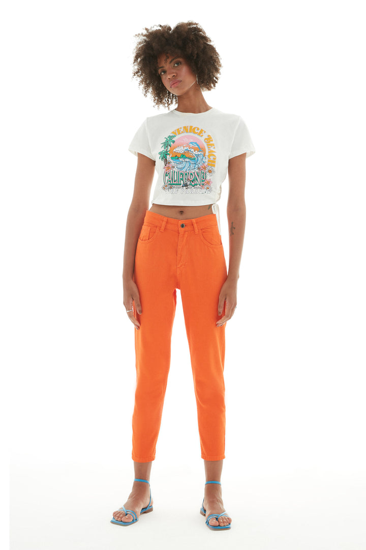 Gabardine Mom Jean Orange