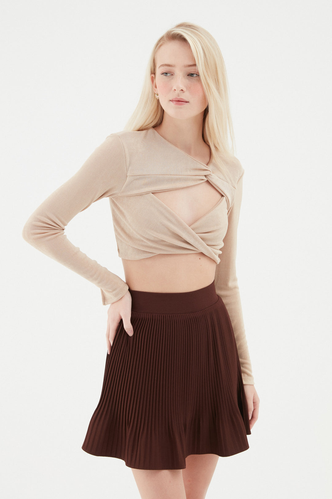 Düğüm Detaylı Crop Bluz Taş