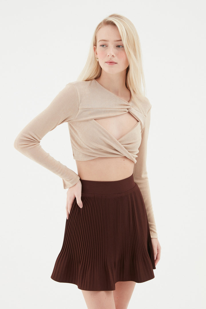 Düğüm Detaylı Crop Bluz Taş