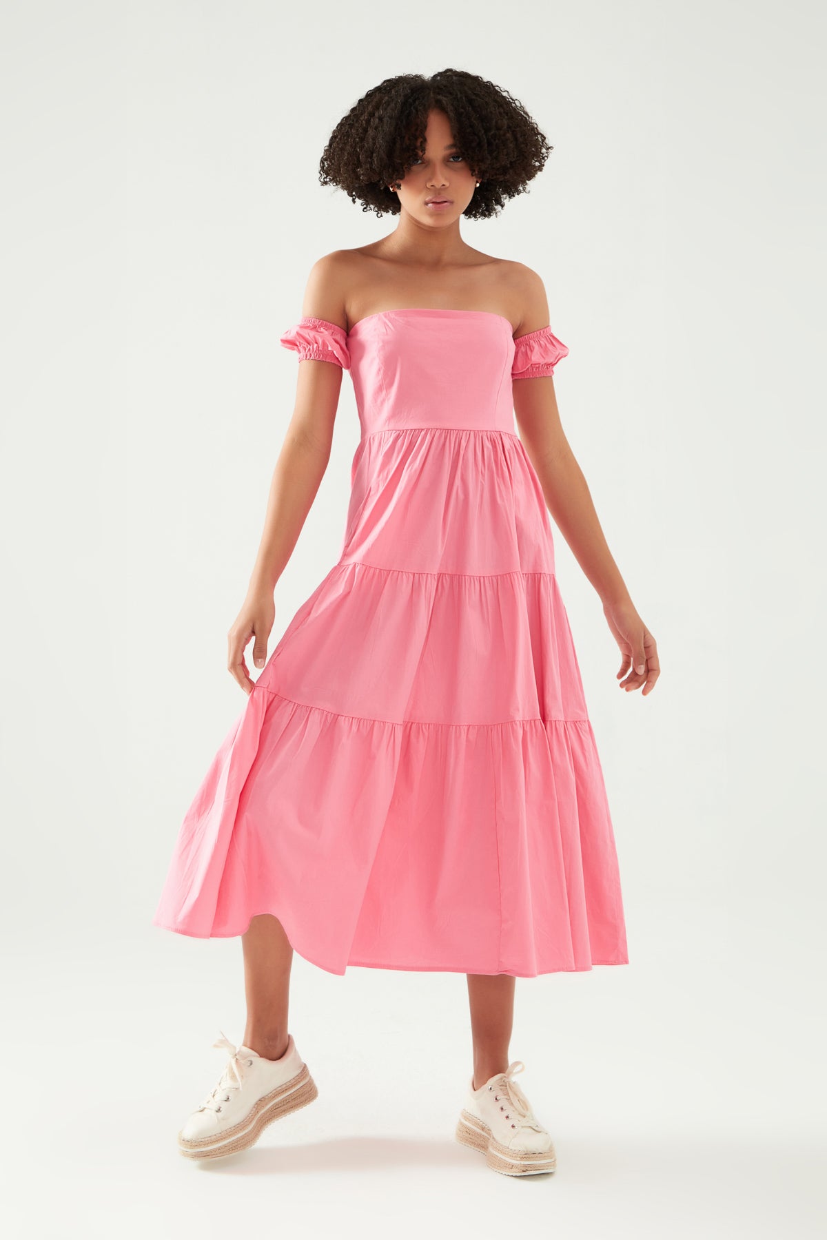 Off Shoulder Dress Candy Pink