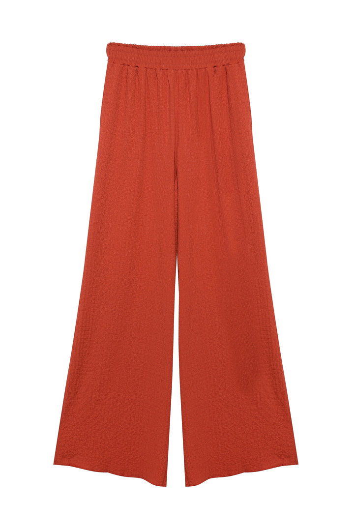 Elastic Waist Textured Trousers Tile