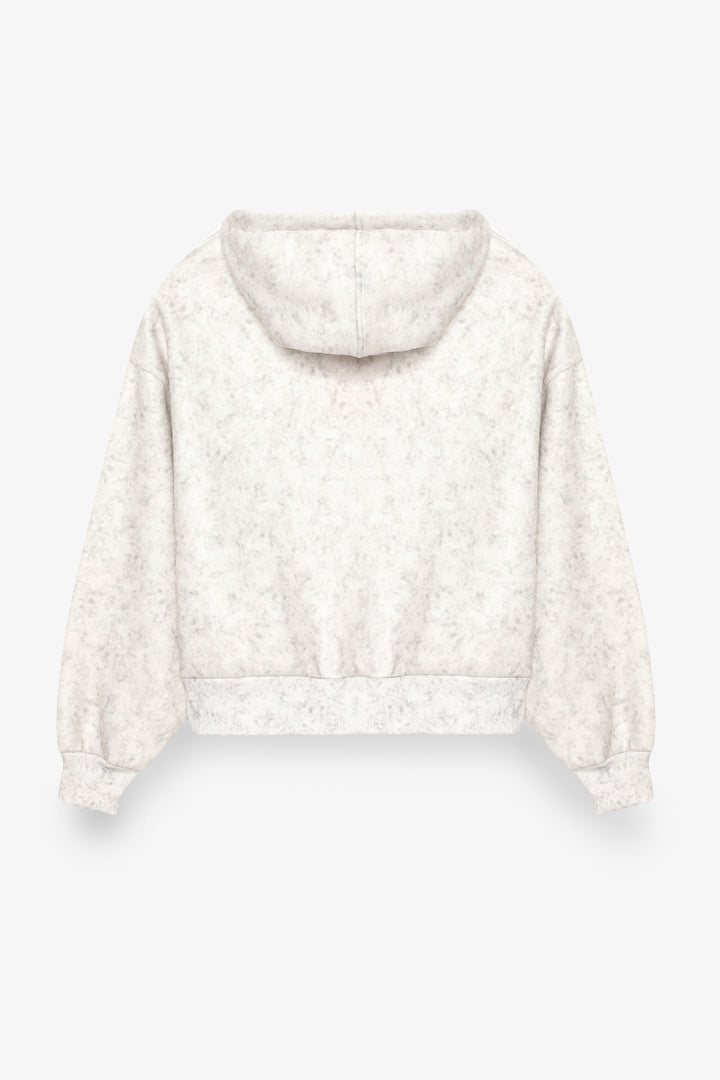 Kapüşonlu Yıkama Efektli Oversize Sweatshirt Ekru