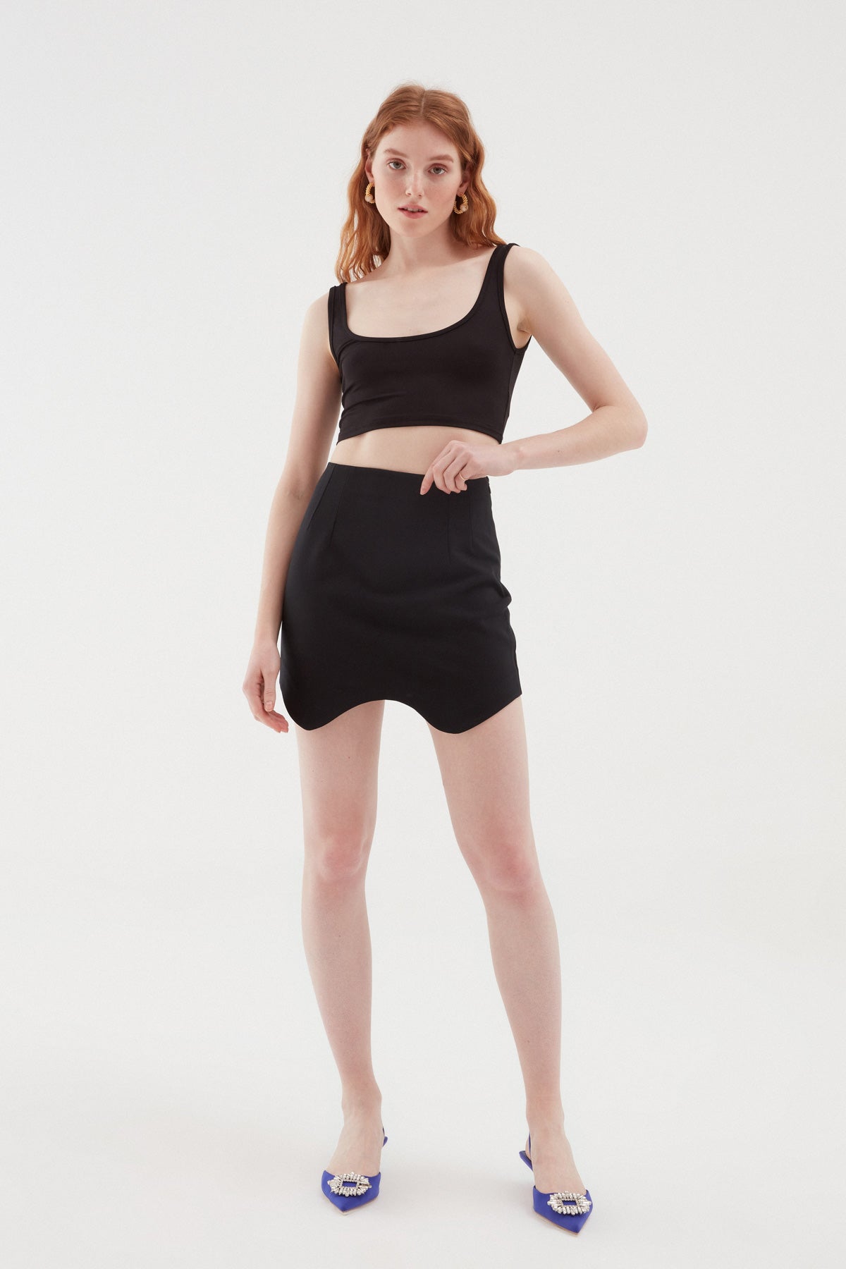 Asymmetric Mini Skirt Black