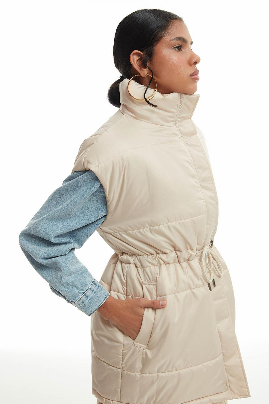 Oversize Pocket Inflatable Vest Stone