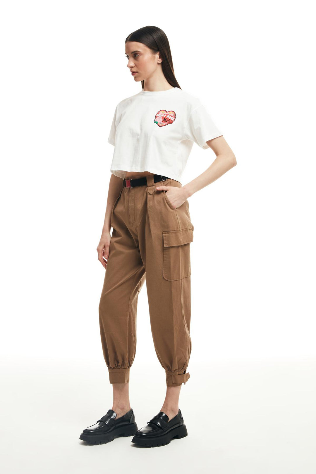 Belt Detailed Pocket Cargo Pants Camel