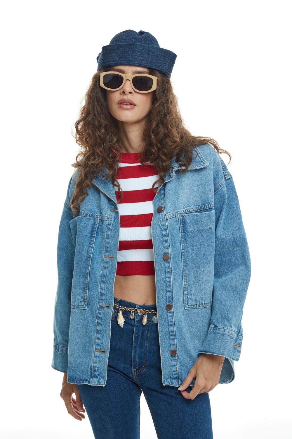 Big Pocket Denim Jacket Blue