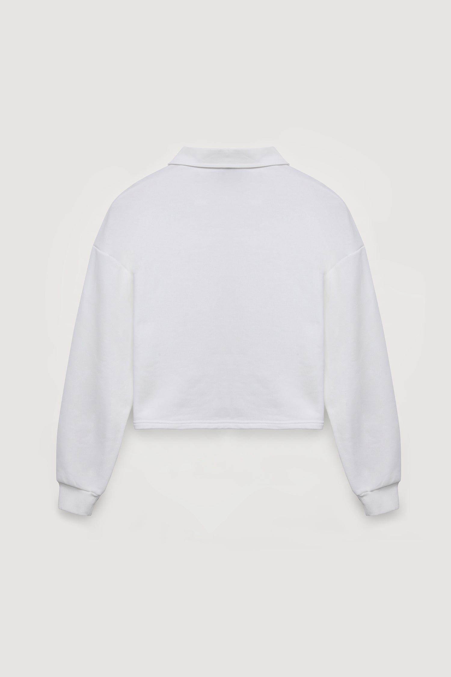 Polo Yaka Nakış Baskılı Basic Sweatshirt Ekru