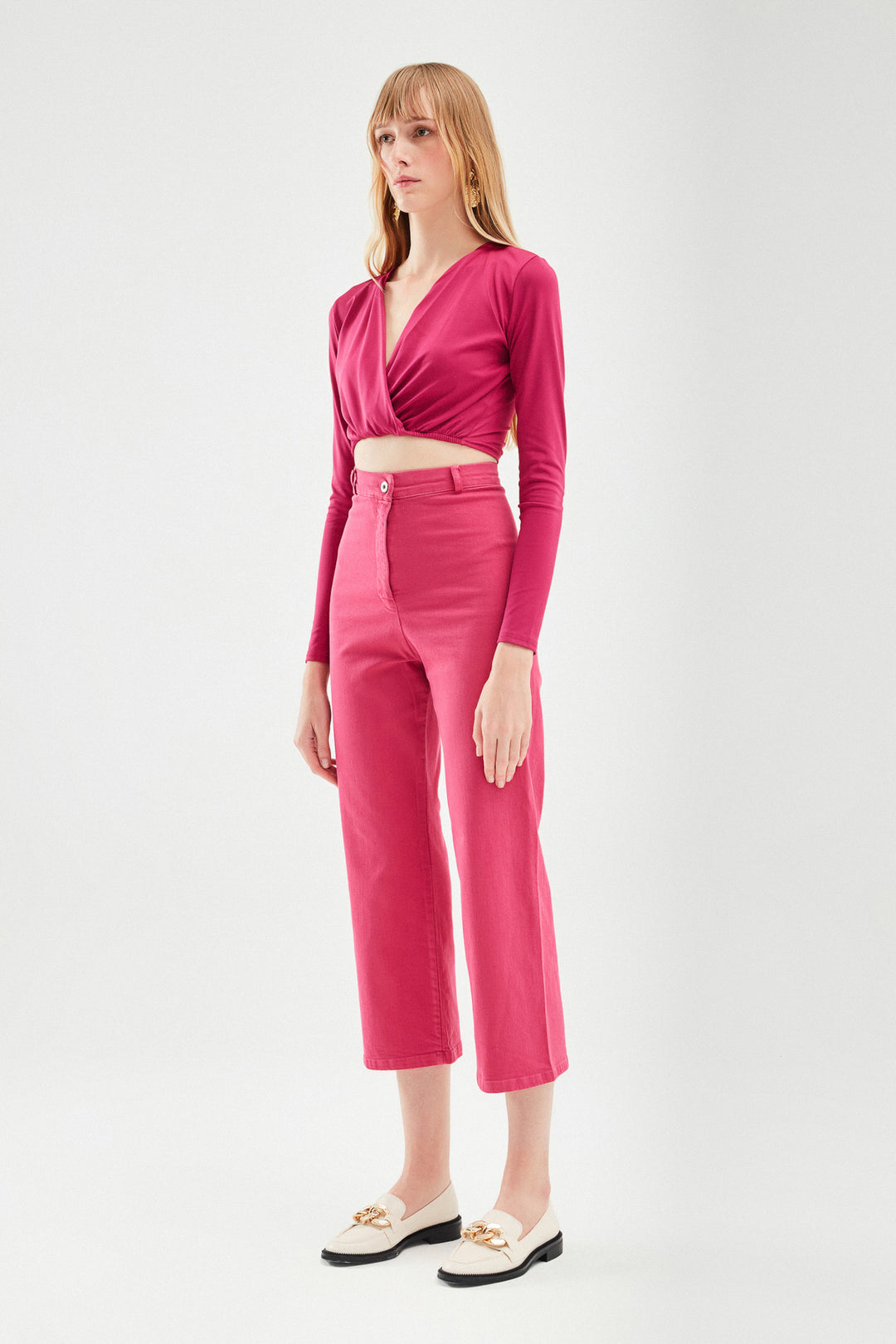 High Waist Gabardine Trousers Orchid