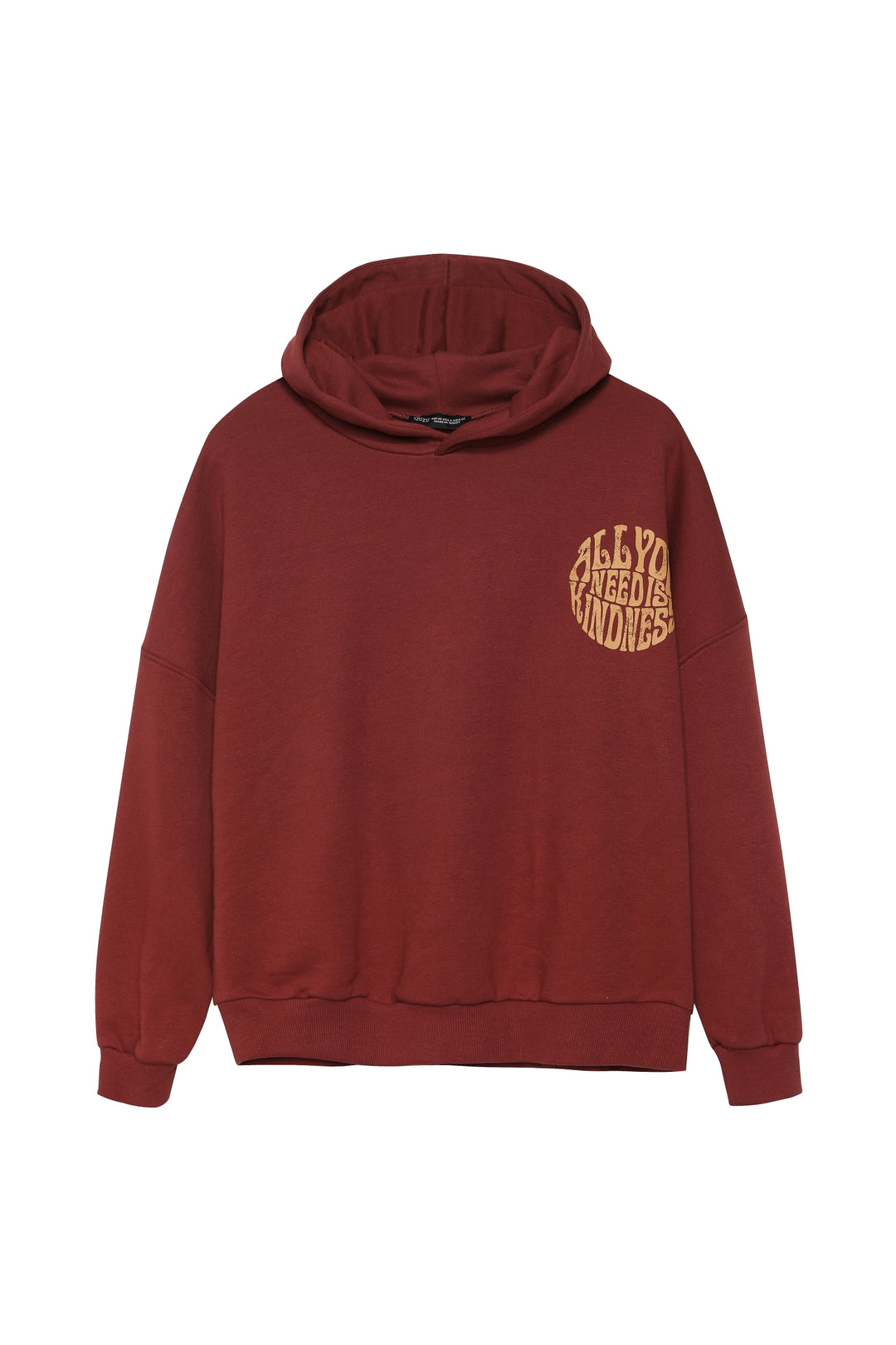 Sırt Baskılı Kapüşonlu Sweatshirt Kiremit