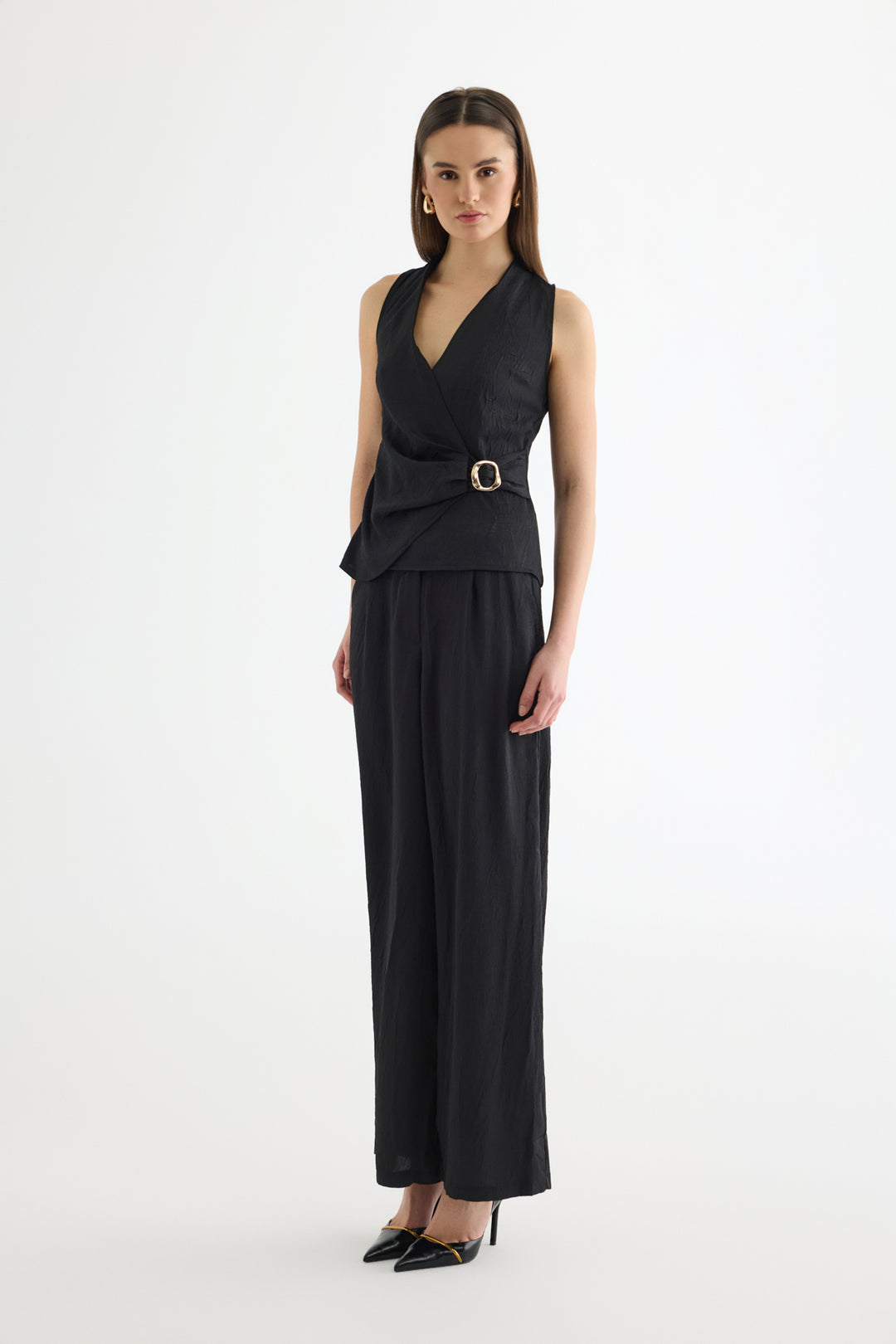 Toka Aksesuarlı Anvelop Bluz Siyah