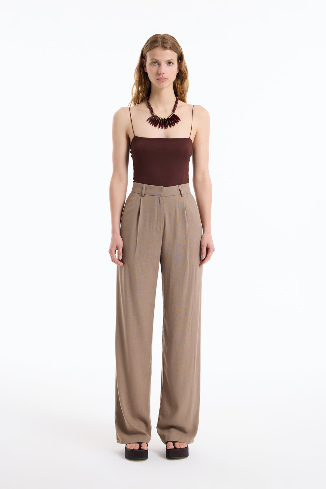 Çıtçıtlı İnce Askılı Bodysuit Koyu Kahve