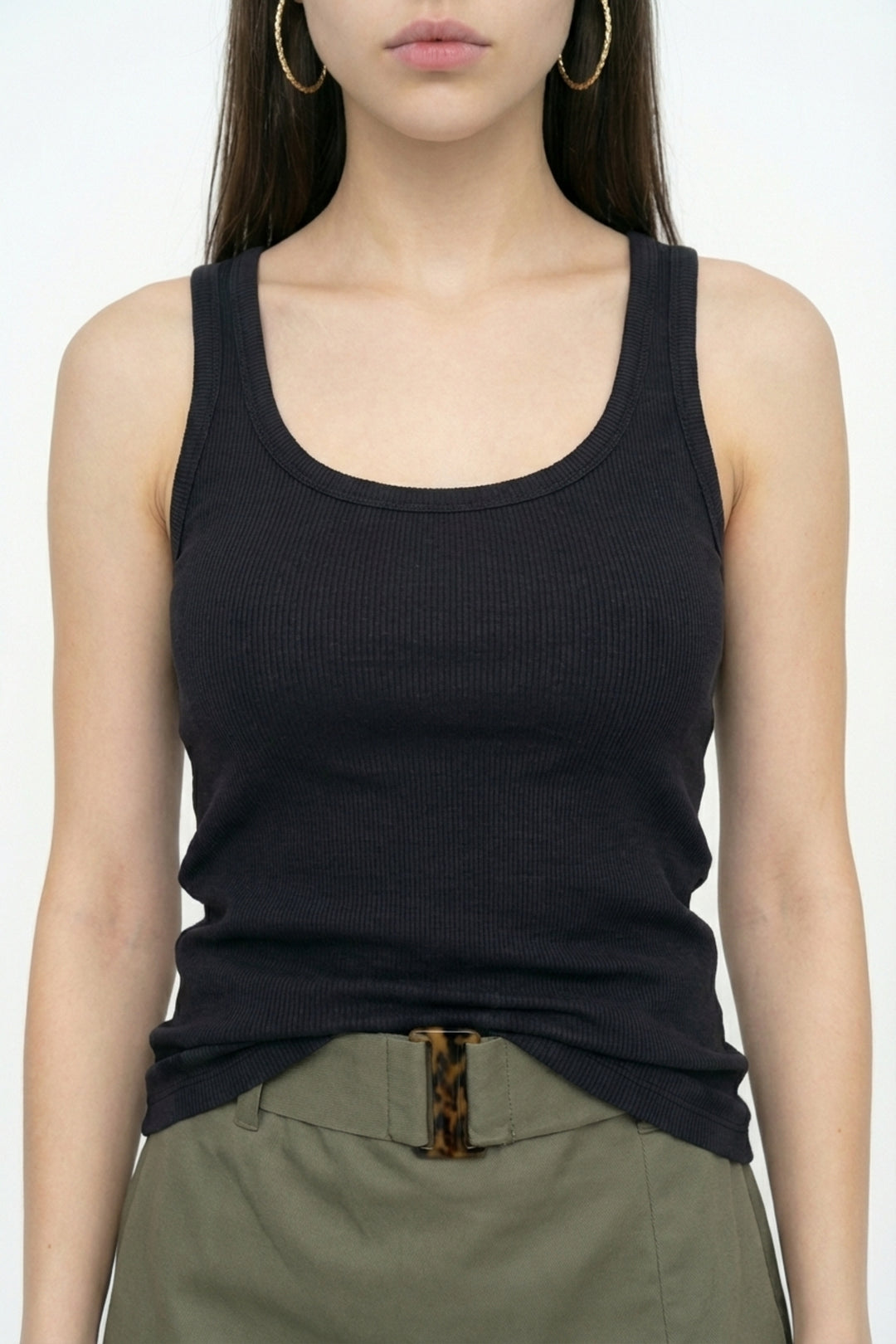 Fitilli Yuvarlak Yaka Basic Atlet Siyah