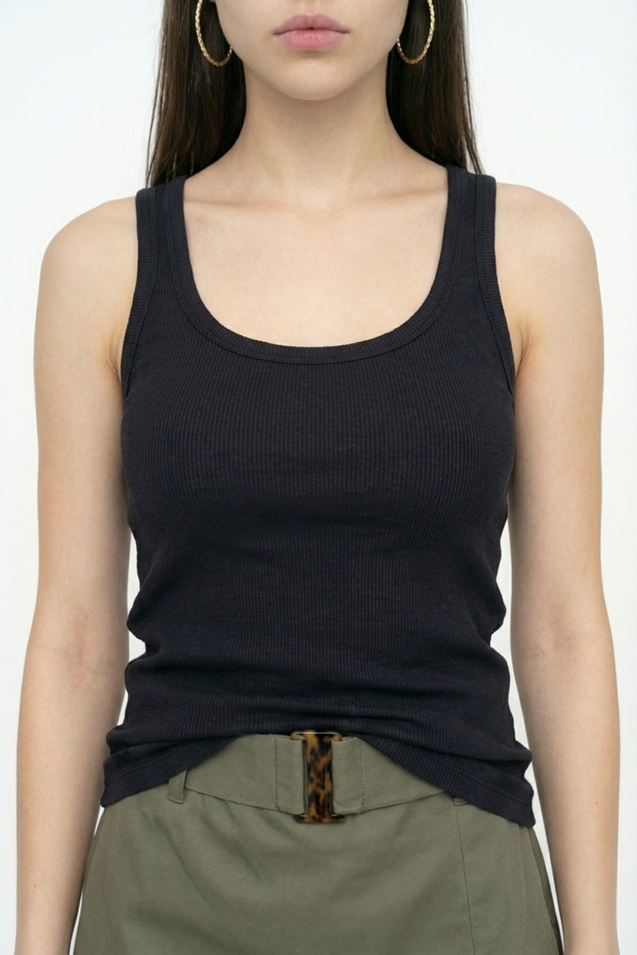 Fitilli Yuvarlak Yaka Basic Atlet Siyah