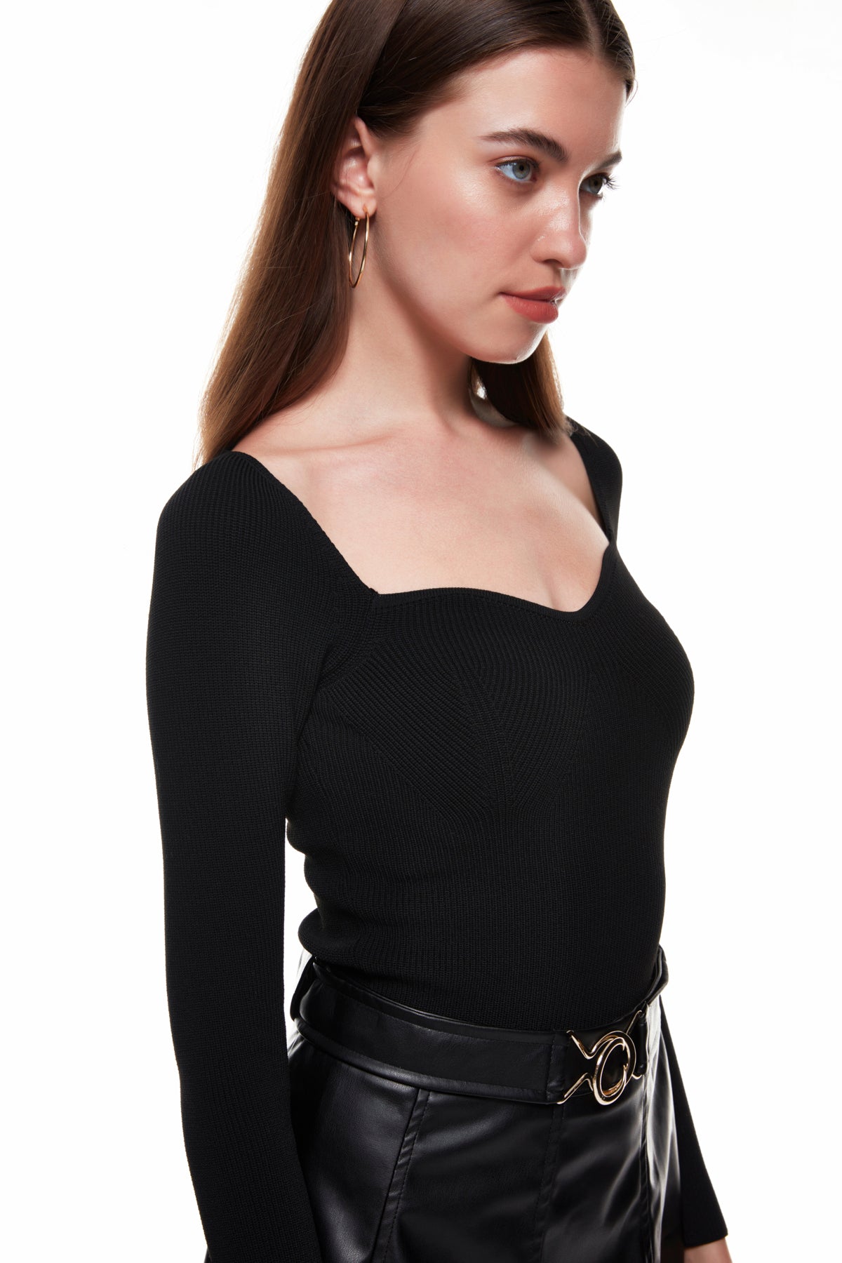 Long Sleeve Knitwear Blouse Black