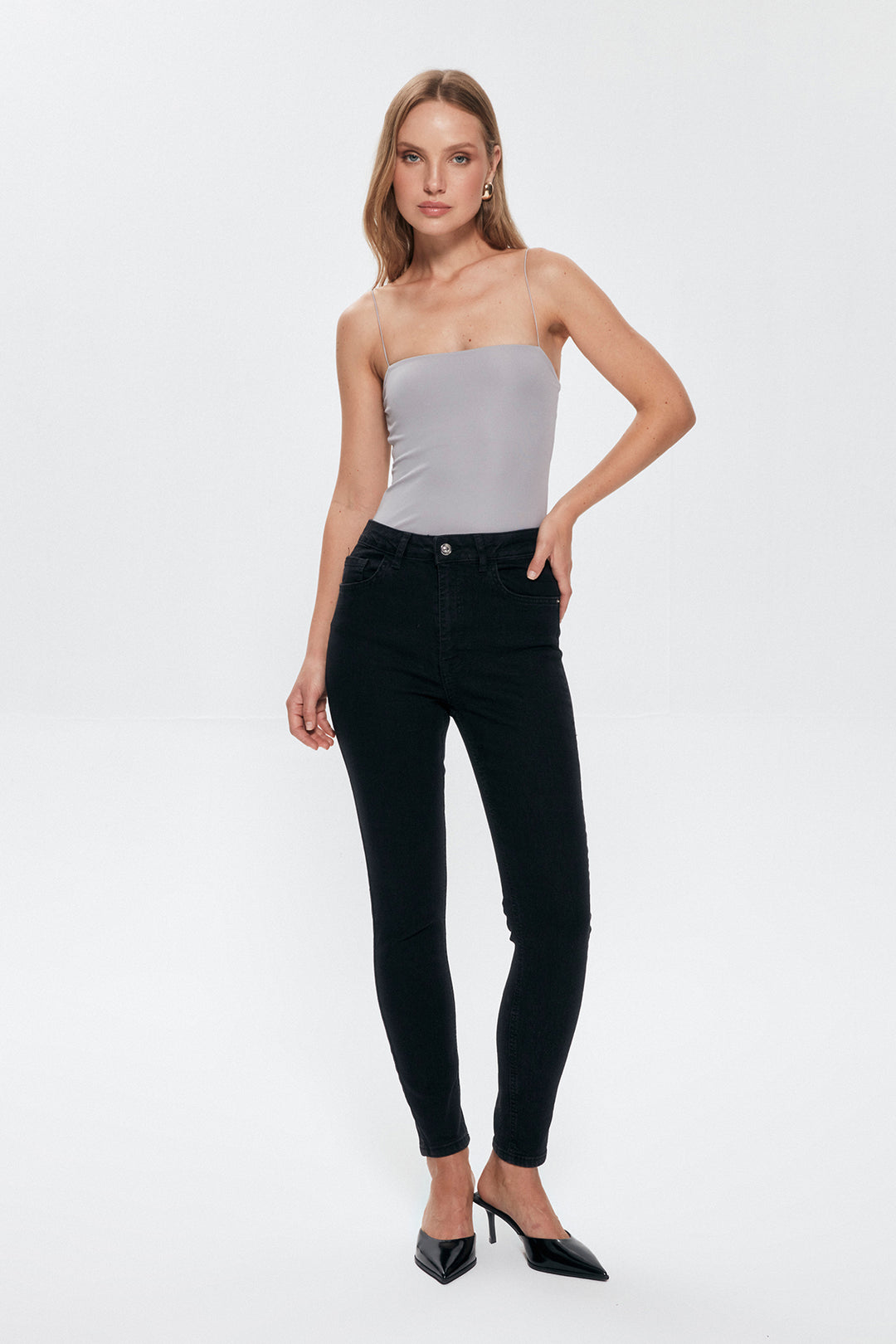 Thin Strap Bodysuit Gray