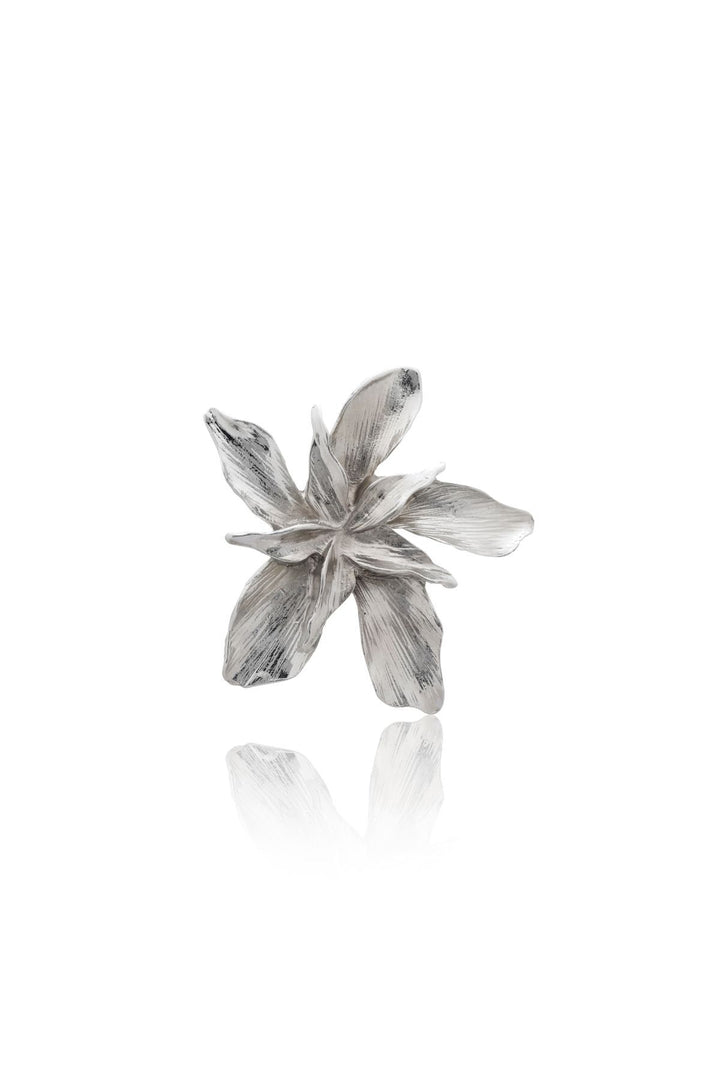 Asimetrik Çiçek Küpe Silver