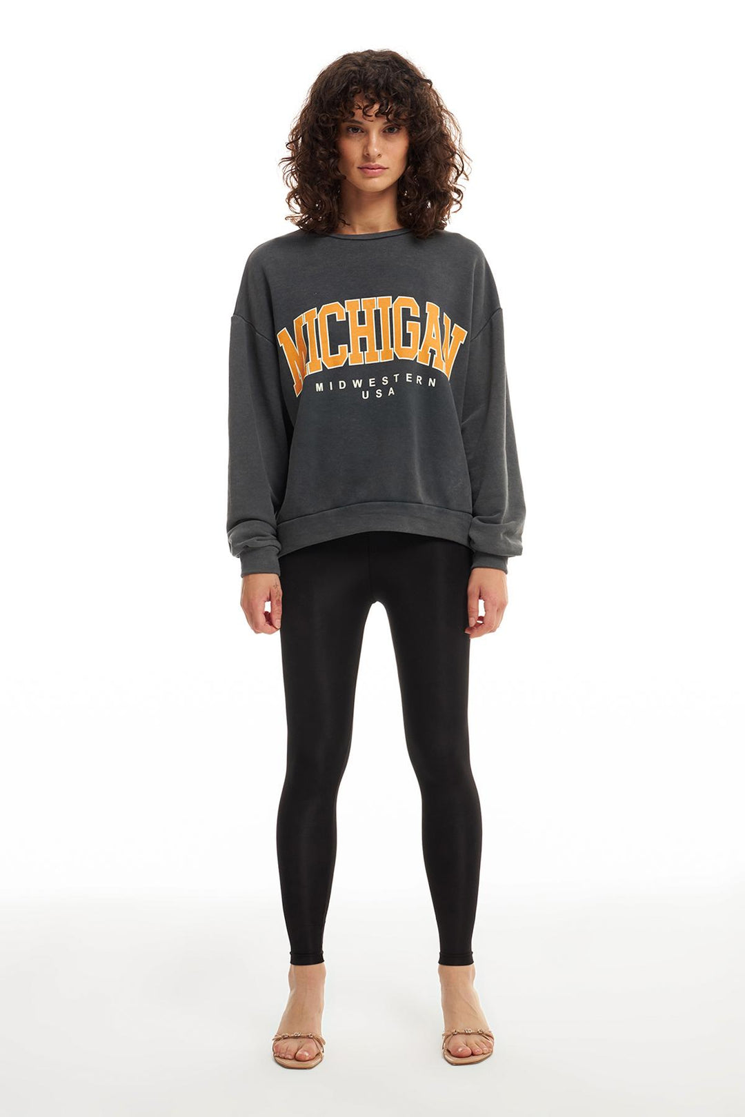 Yazı Baskılı Overisize Sweatshirt Antrasit