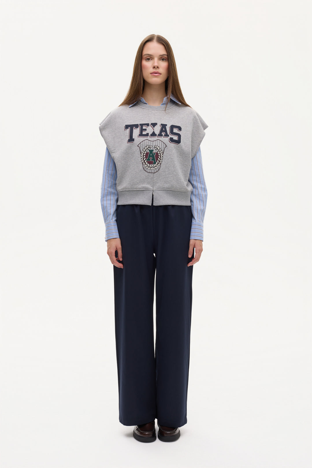 Texas Baskılı Beli Ribanalı Kolsuz Sweatshirt Grimelanj