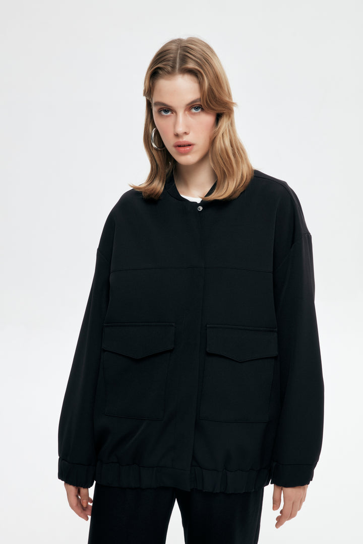 Big Pocket Bomber Jacket Black