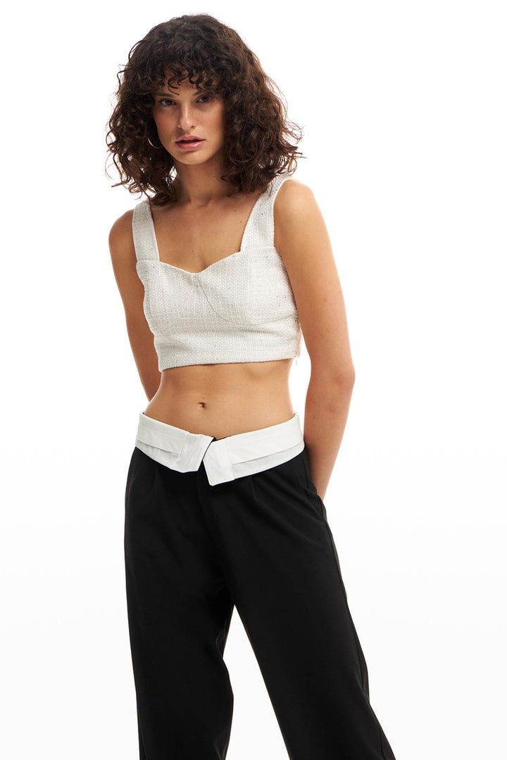 Pul Detaylı Bluz Ekru