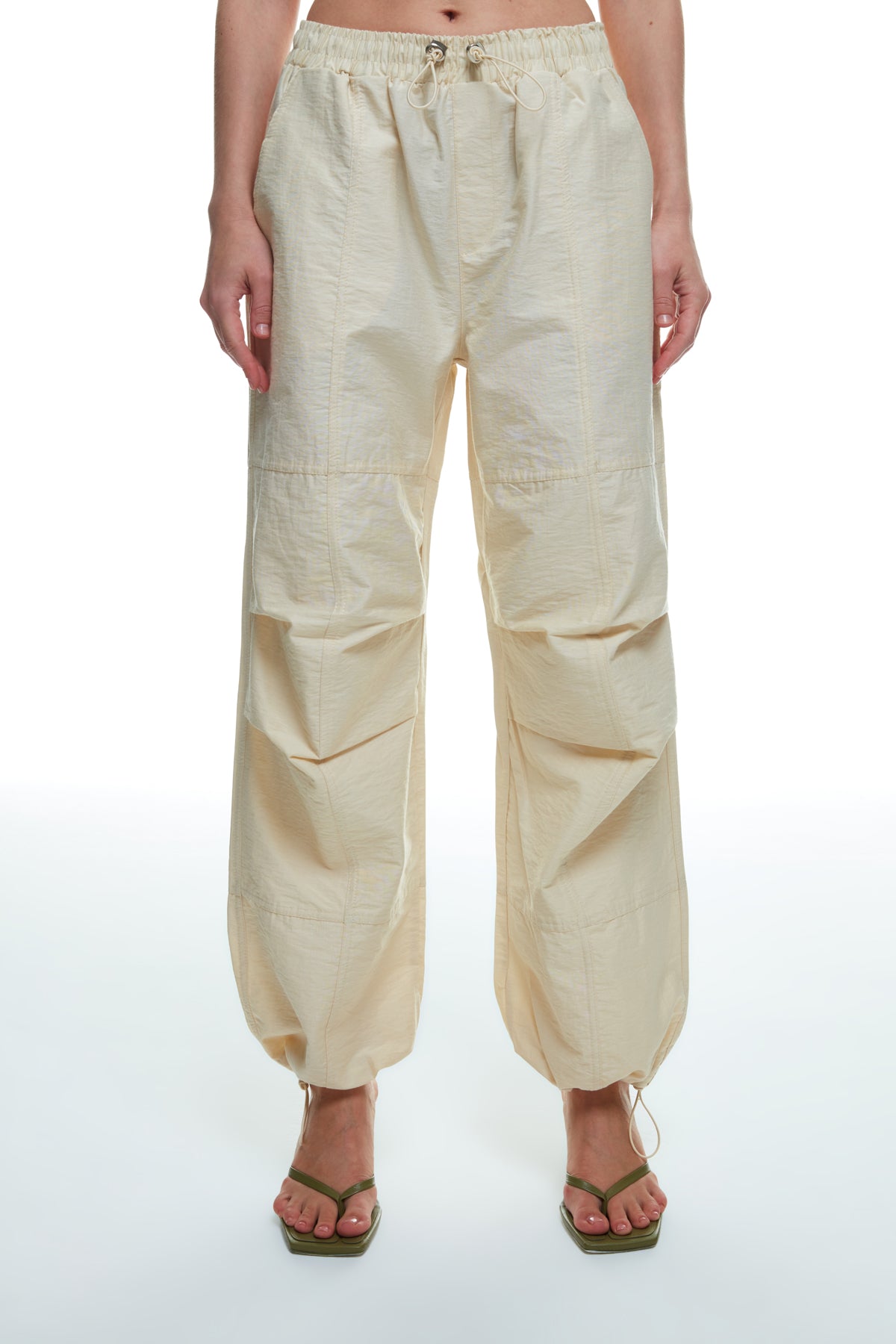 Wide Leg Parachute Pants Beige