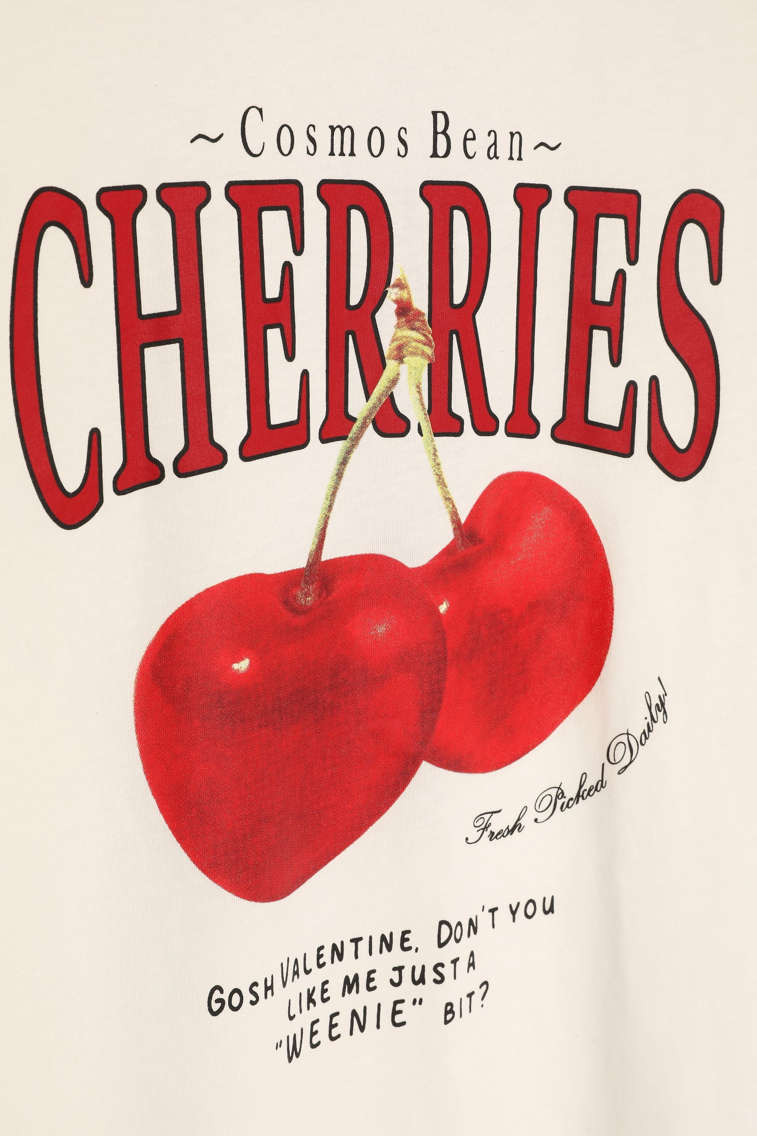 Kiraz Baskılı Oversize Tişört Ekru – QUZU