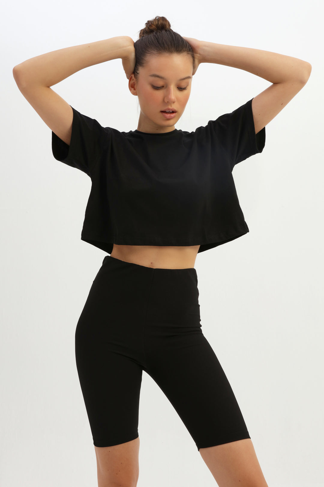 Dokulu Biker Tayt Siyah