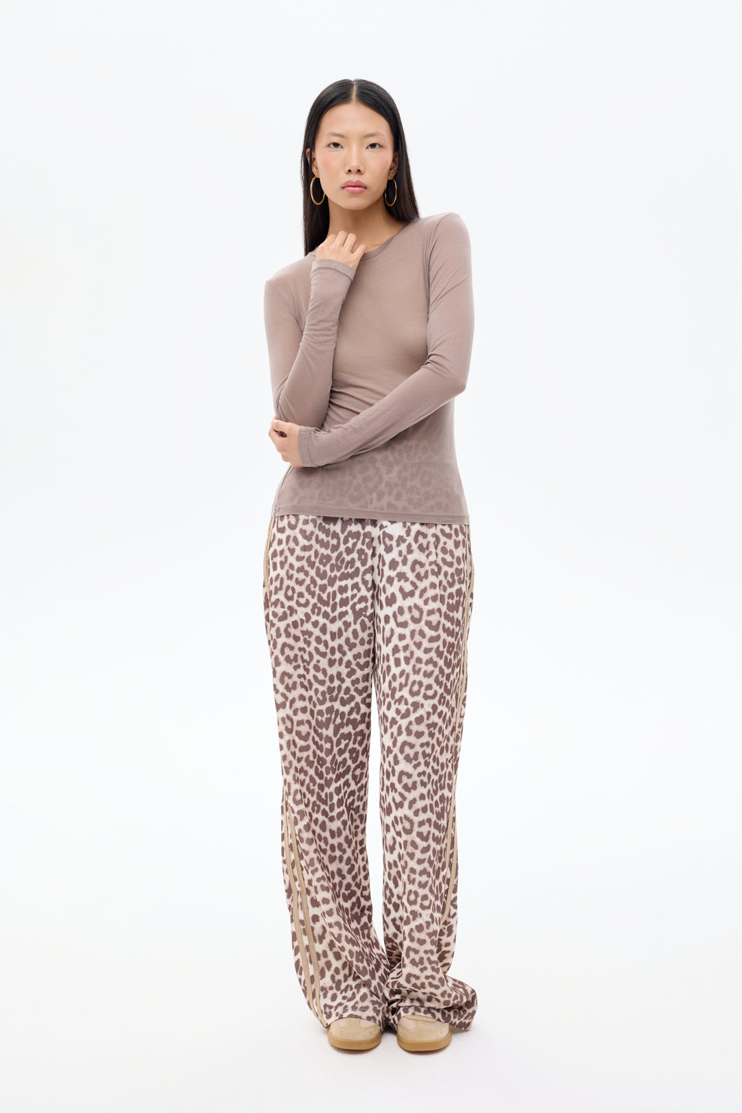 Bisiklet Yaka Basic Bluz Vizon
