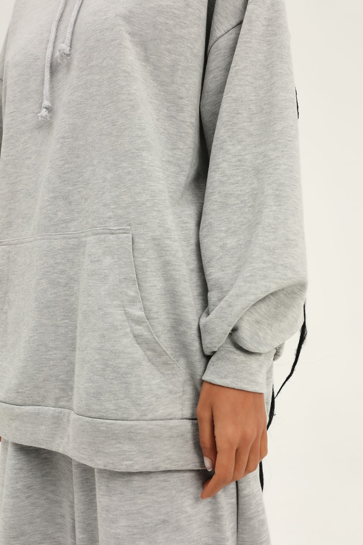 Kangaroo Pocket Hooded Sweatshirt Light Gray