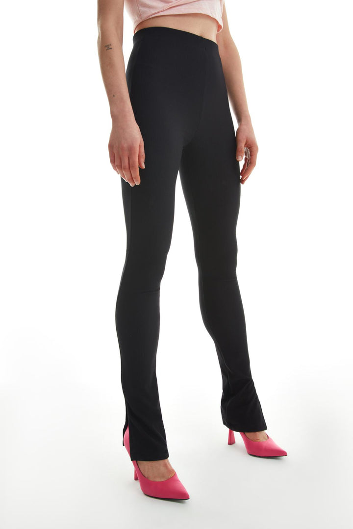 Side Slit Trousers Black