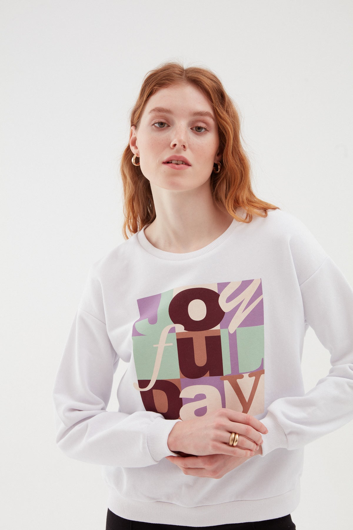 Printed Oversize Sweatshirt Ecru