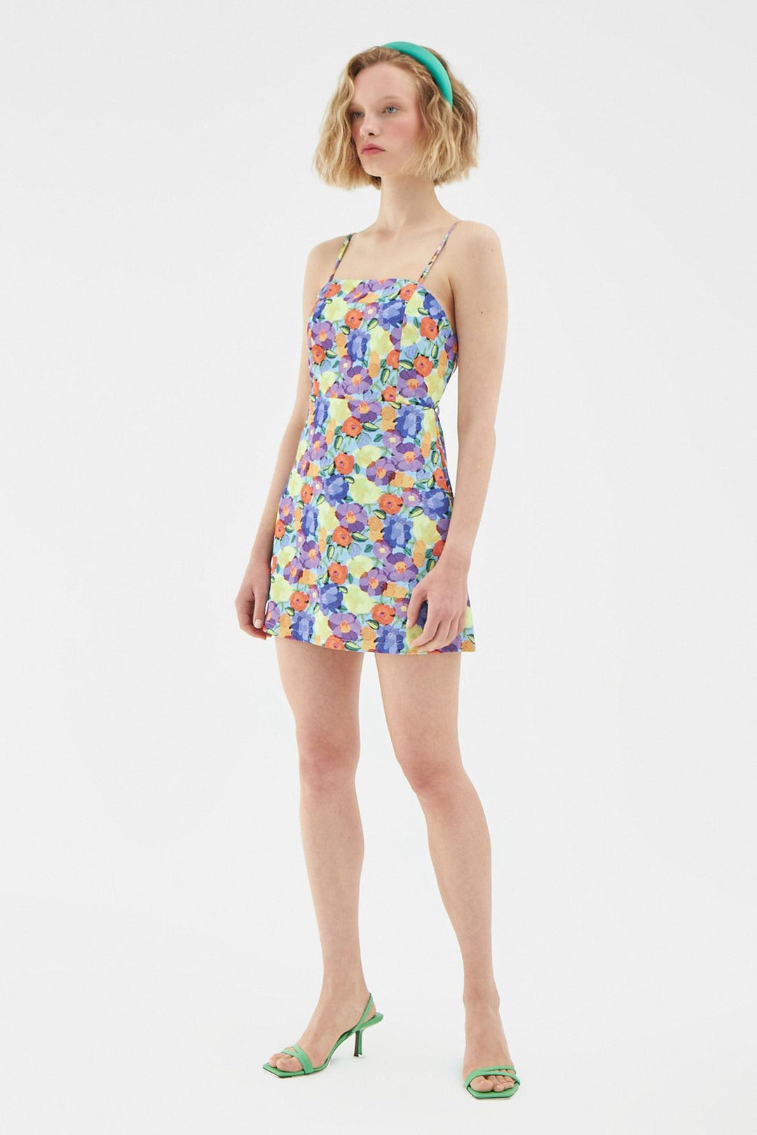 Sırt Dekolteli Mini Elbise Lila