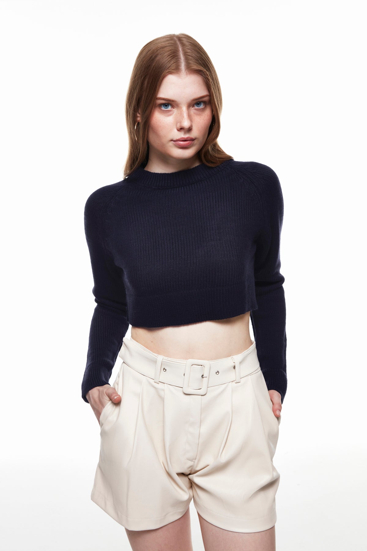 Crop Knitwear Sweater Navy