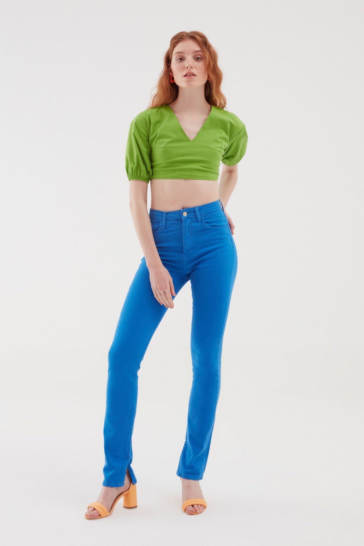 Side Slit Jeans Blue