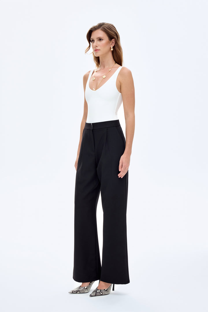 V Yaka Basic Bodysuit Ekru