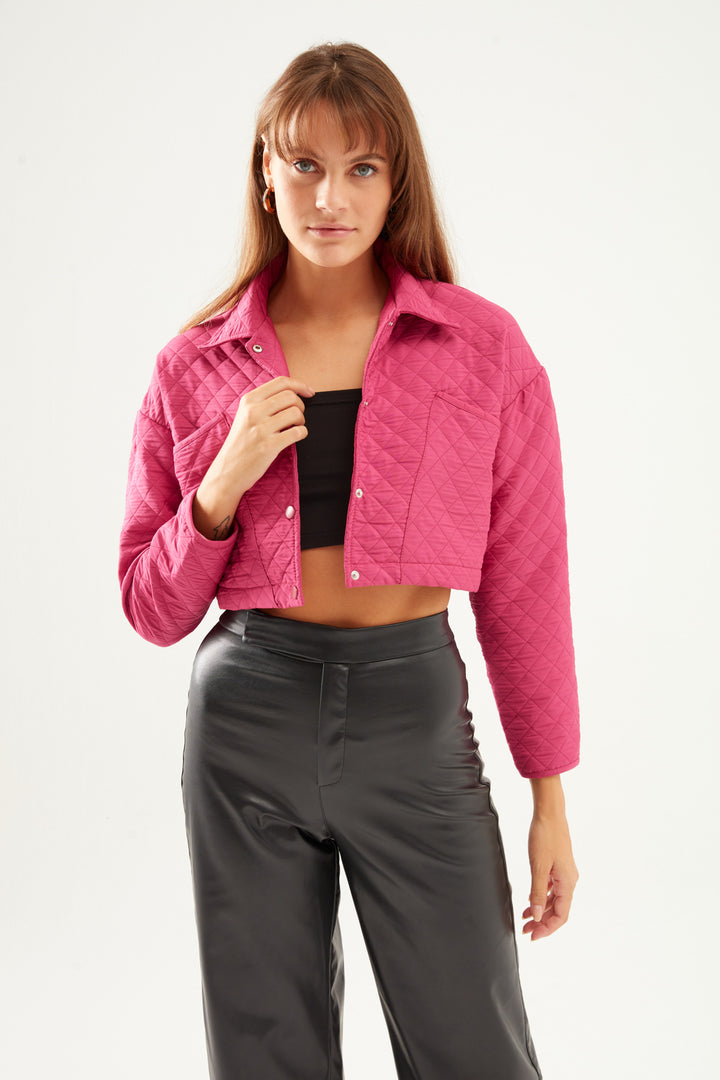 Quilted Crop Jacket Orchid