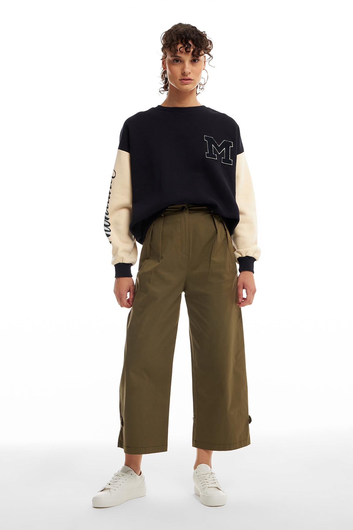 Snap Leg Trousers Khaki