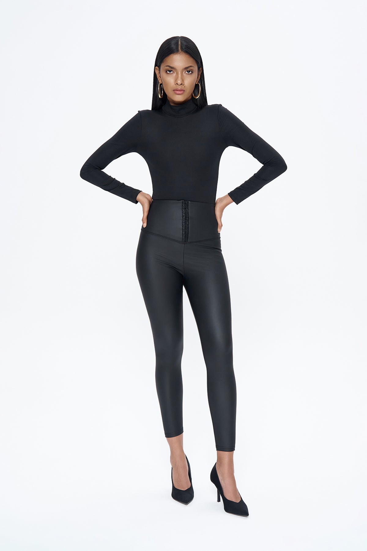 Agraph Detailed Leggings Black