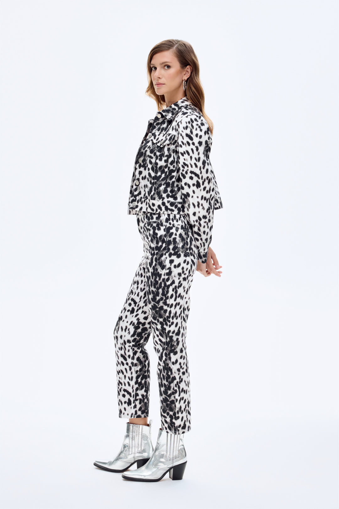 Leopar Desen Pantolon Siyah