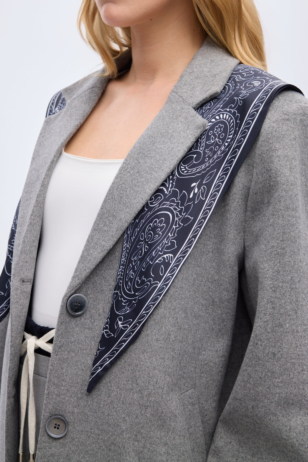 Fularlı Oversize Kaşe Kaban Antrasit