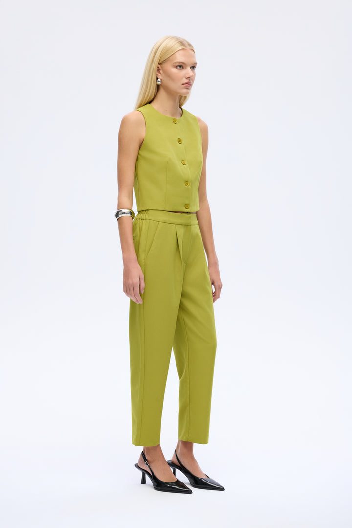 Beli Lastikli Kumaş Pantolon Olive