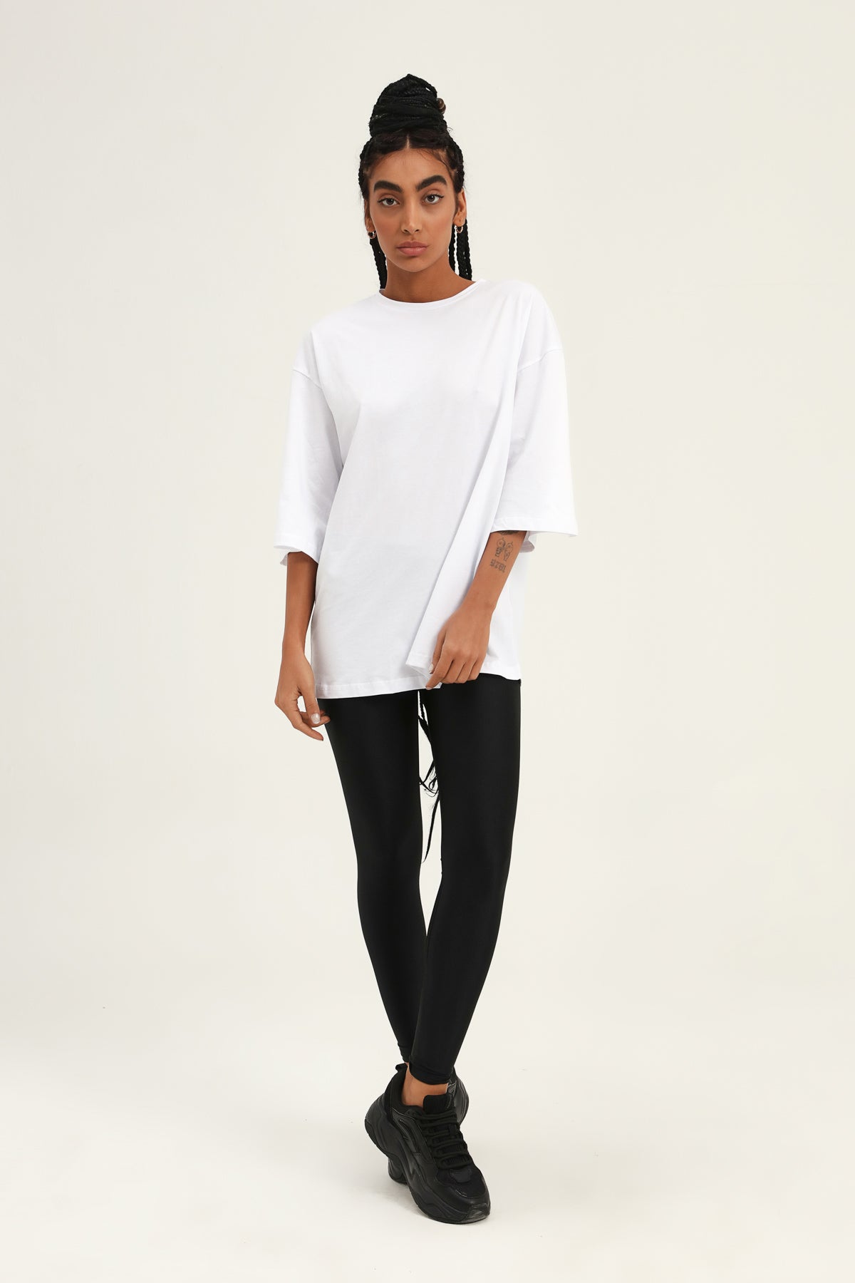 Trojan Sleeve Basic Oversize T-Shirt White