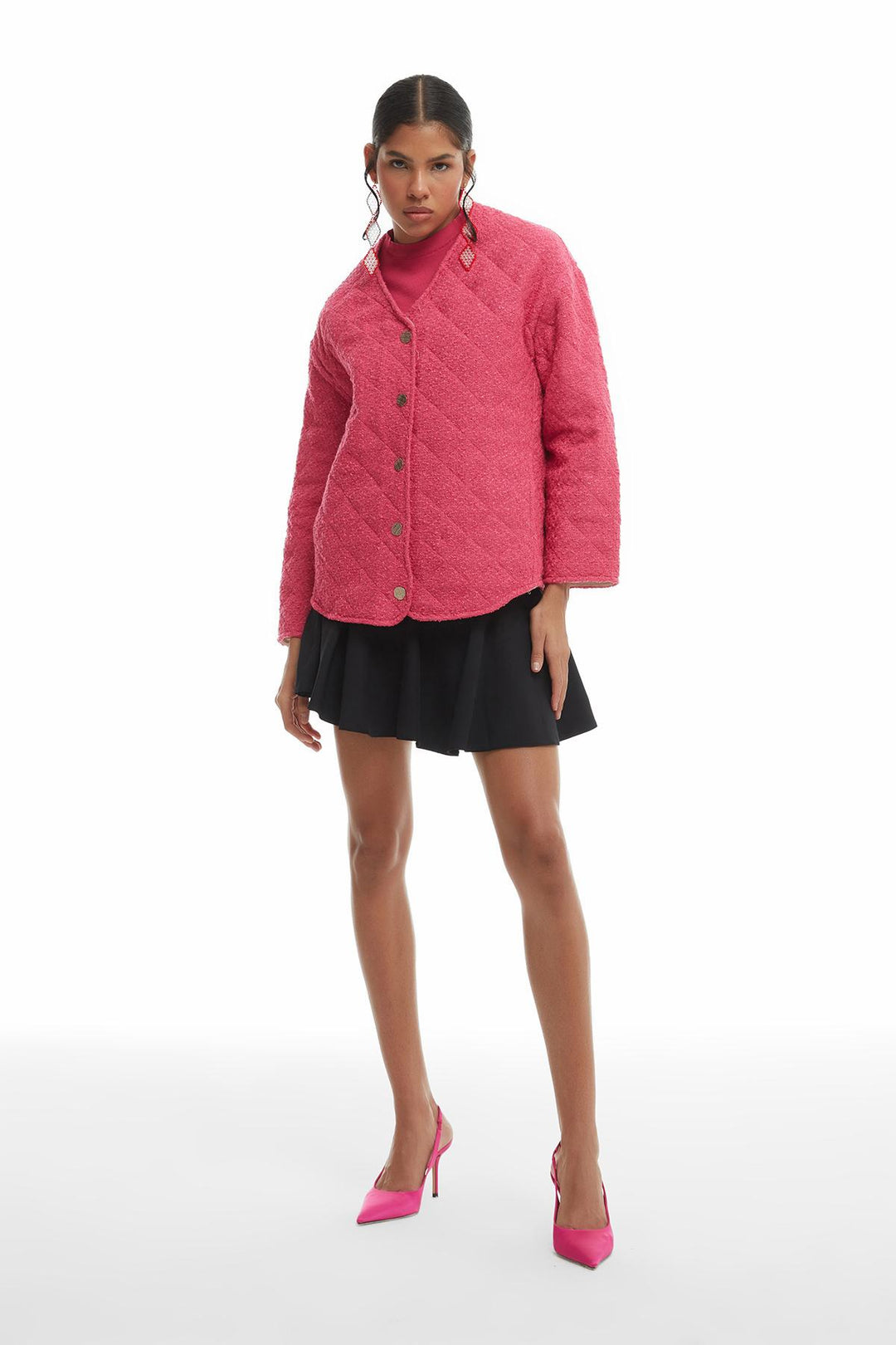Quilted Kaftan Short Jacket Candy Pink